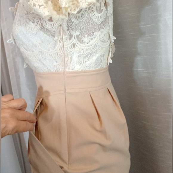 Royal Party Dress, TAG, Mini Ivory Lace Empire Waist, beige Skirt+Camisole, 6 - Picture 9 of 14